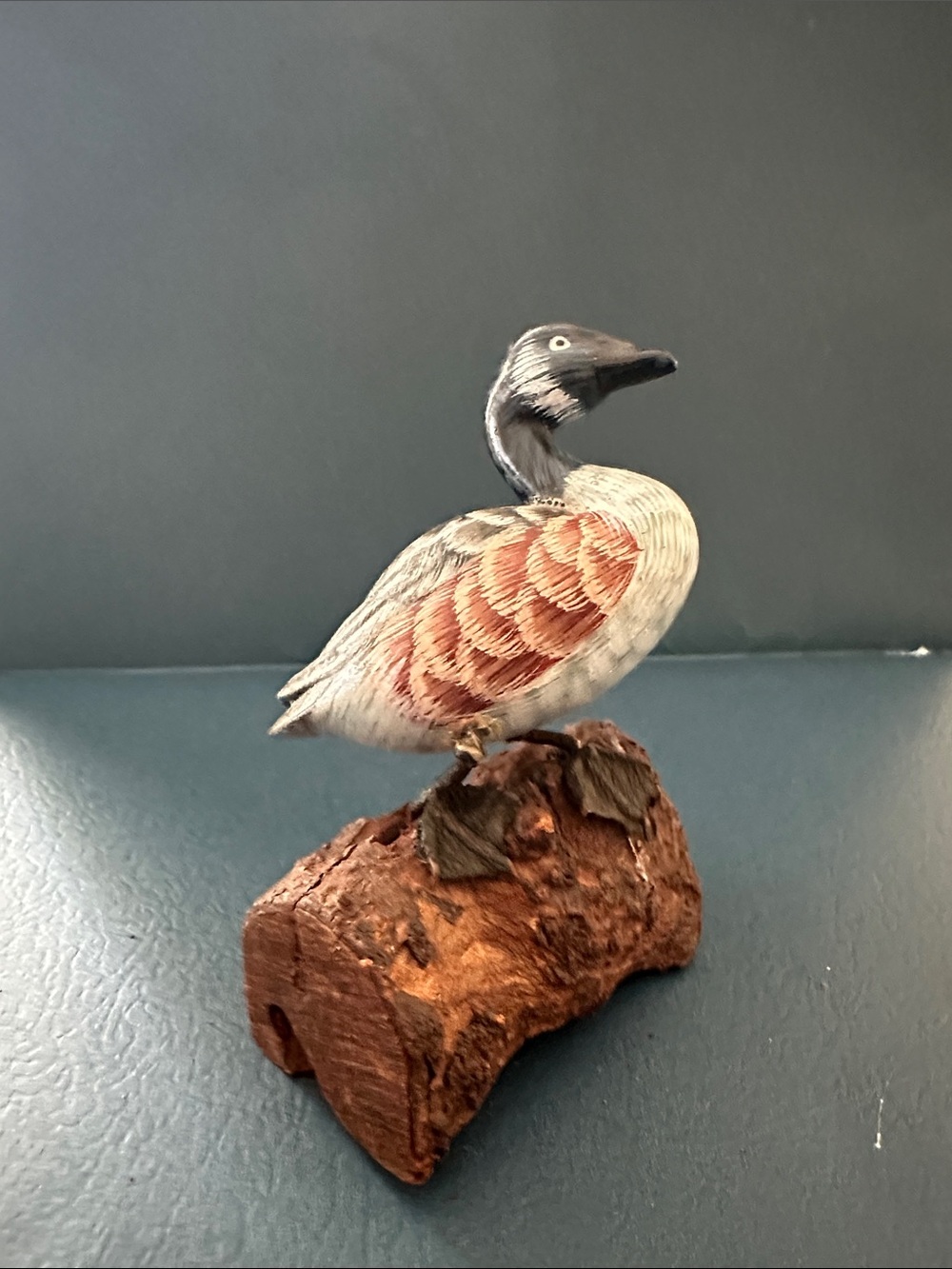 Vintage Hand-Painted Duck on Wood